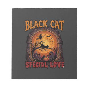 Bloc-note Chat Noir Amour Spécial Halloween Lune Sorcière Ci