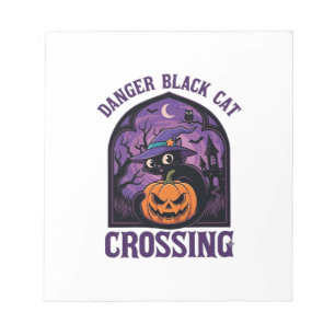Bloc-note Chat Noir Dangereux qui Traverse Halloween Citroui