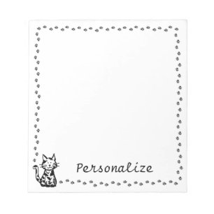Bloc-note Chat noir et blanc avec bordure de patte