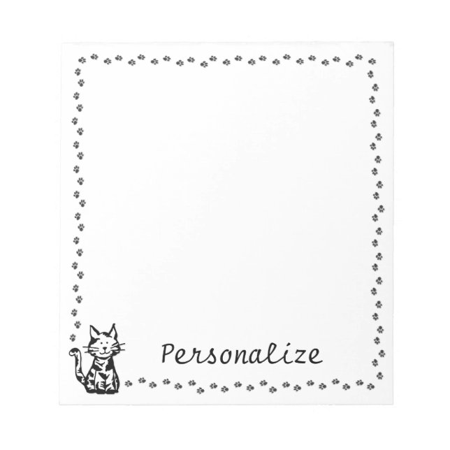 Bloc-note Chat noir et blanc avec bordure de patte (Devant)