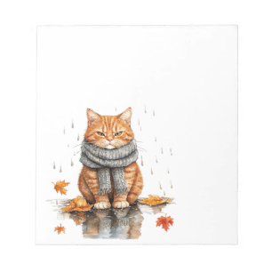 Bloc-note Chat orange grincheux sous la pluie