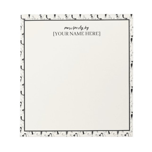Bloc-note Chat Purr-Fright Chic Black & Cream personnalisabl (Devant)