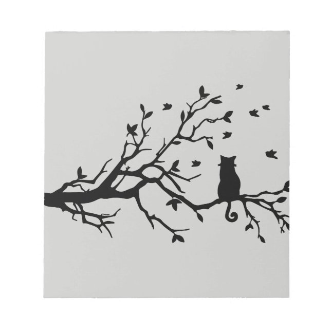 Bloc-note Chat sur un arbre - Silhouette (Devant)
