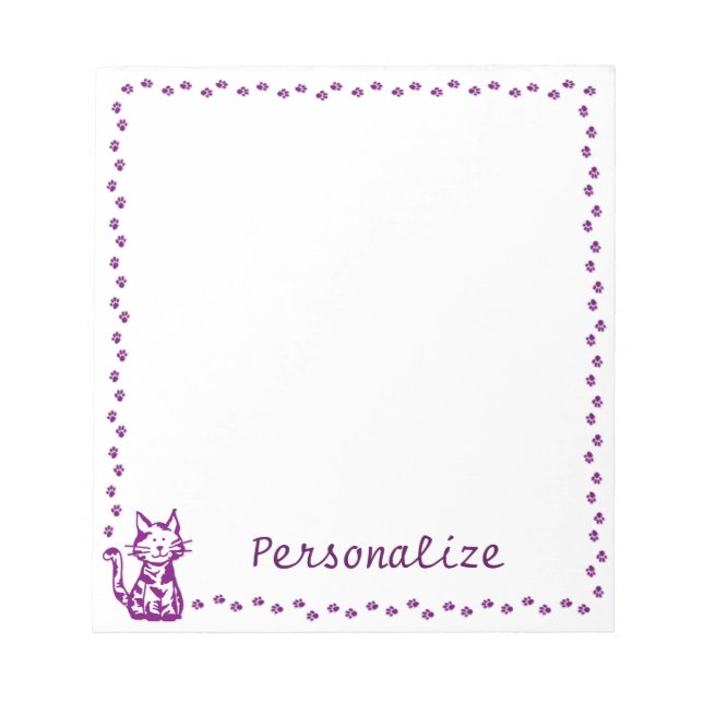 Bloc-note Chat Violet avec Bordure de Patte (Devant)