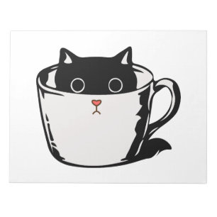Bloc-note Chaton noir avec nez rouge caché dans une tasse
