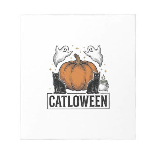 Bloc-note Chatoween Chat Noir Fantôme Halloween Conception V