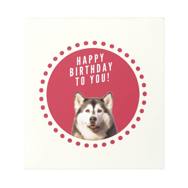 Bloc-note Chatte Sibérien Husky Chien Joyeux Anniversaire (Devant)