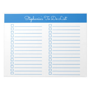 Bloc-note Check-list élégant simple bleu 8,5x11 deux colonne