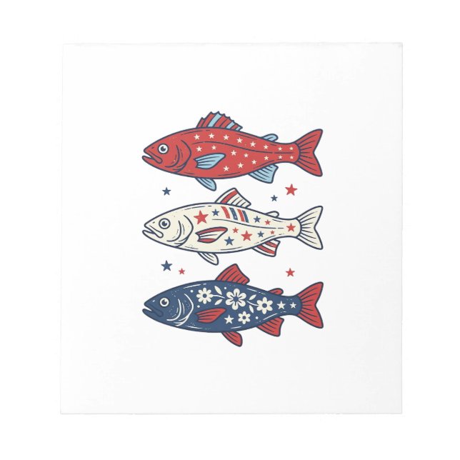 Bloc-note Chemise à motif de trois poissons vintage patrioti (Devant)