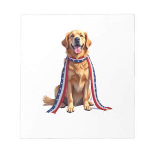 Bloc-note Chemise à ruban tombant Retriever doré patriotique