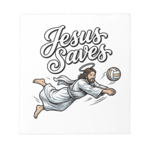 Bloc-note Chemise chrétienne vintage Jésus sauve volley-ball