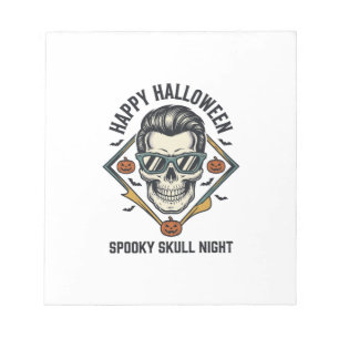 Bloc-note Chemise crâne Halloween Gravure vintage Graphique_