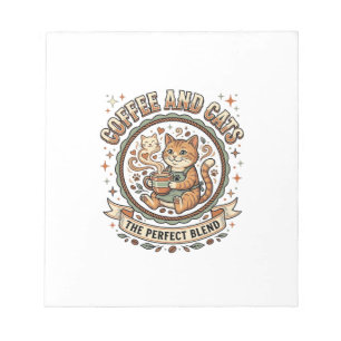 Bloc-note Chemise d'art vectoriel vintage Café et chats Chat