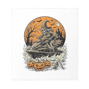 Bloc-note Chemise de jet ski Halloween sorcière squelette vi