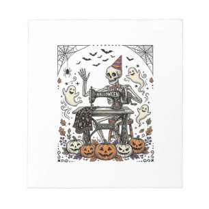Bloc-note Chemise de machine à coudre squelette Halloween Vi