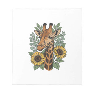 Bloc-note Chemise florale tournesol girafe gravée vintage_1