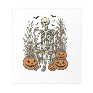 Bloc-note Chemise Halloween squelette vintage et citrouilles