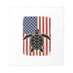 Bloc-note Chemise patriotique vintage tortue de mer drapeau
