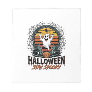 Bloc-note Chemise Rétro Halloween avec Lune Fantôme Gravée D