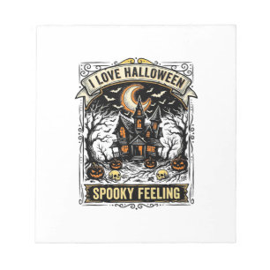 Bloc-note Chemise Sentiment Halloween Maison Hantée Vintage 