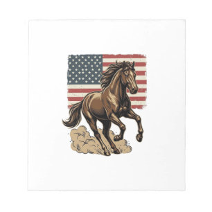 Bloc-note Chemise vintage cheval au galop drapeau américain