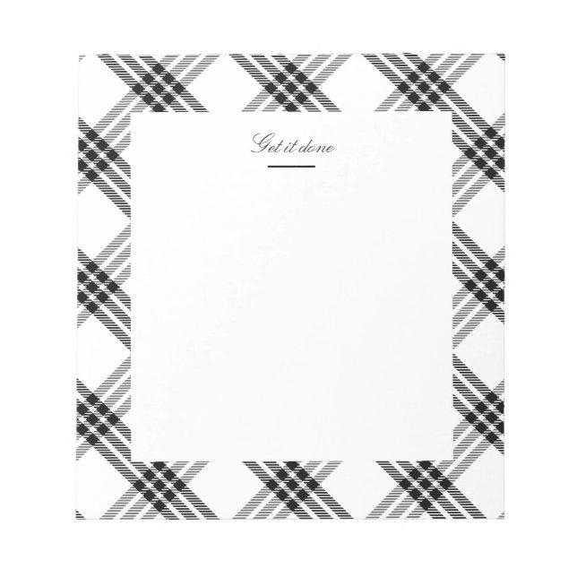 Bloc-note Chèque de buffle noir et blanc (Devant)