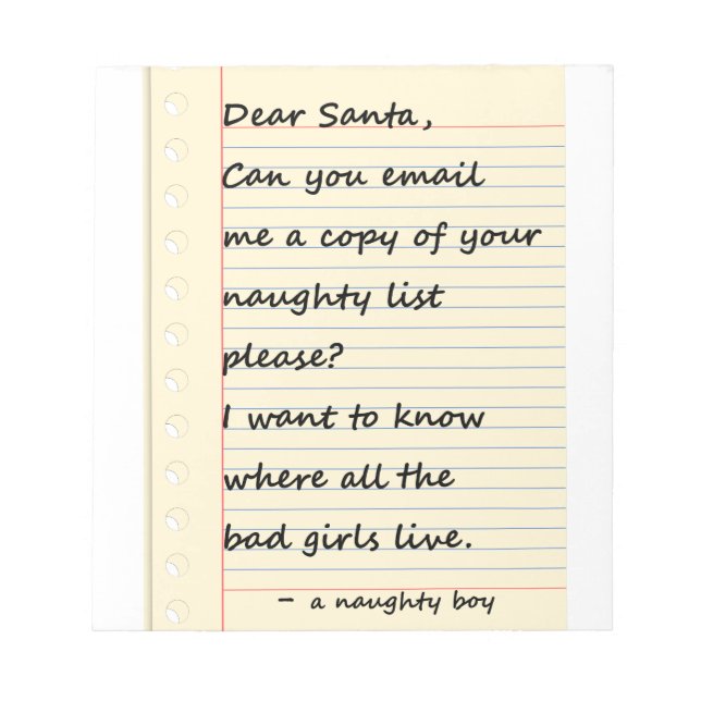 Bloc-note CHER PÈRE NOËL LETTRE d'un garçon coquin (Devant)
