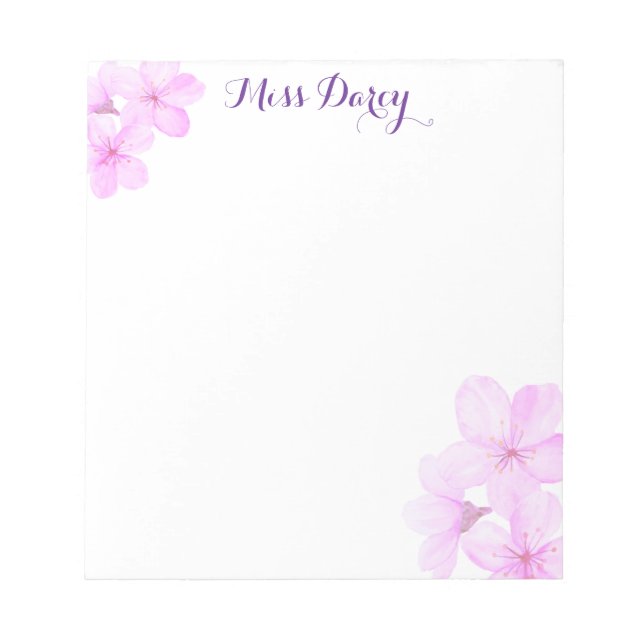 Bloc-note Cherry Blossom Girly Pink Floral Custom  (Devant)