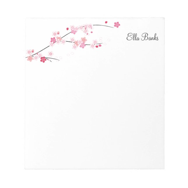 Bloc-note Cherry Blossoms Ajouter votre propre nom Elegant C (Devant)