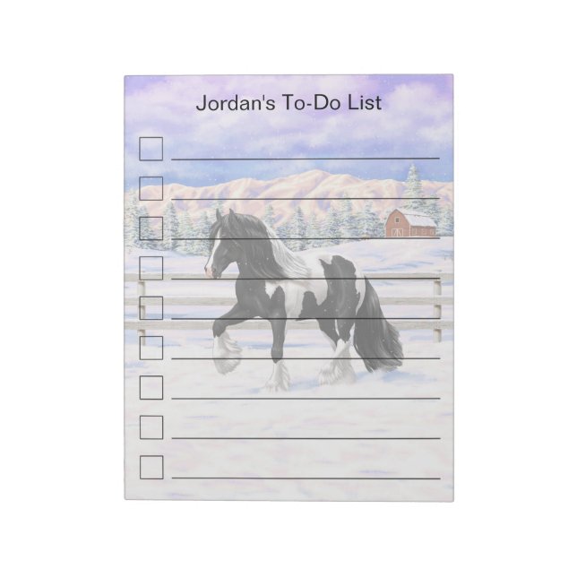 Bloc-note Cheval d'attelage de la bandelette tzigane noire d (Tourné)