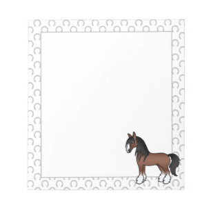 Bloc-note Cheval de dessin animé Brown Gypsy Vanner Clydesda