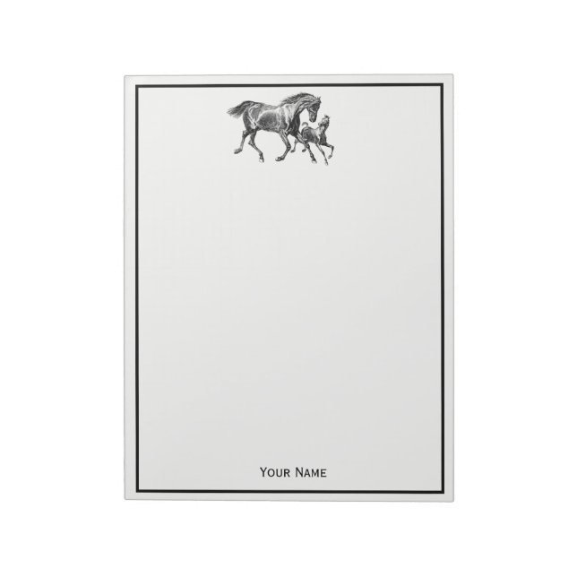 Bloc-note Cheval équestre Mère Bébé Foal encadré (Tourné)