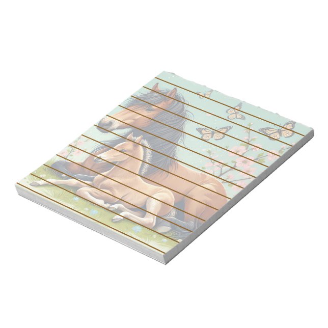 Bloc-note Cheval et poulain se reposent dans un cadre de pri (Tourné)