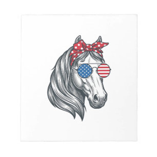 Bloc-note Cheval Patriotique Avec Lunettes De Soleil Drapeau