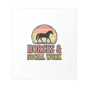 Bloc-note Cheval & Travail Social Retro Soleil Couchant Conc