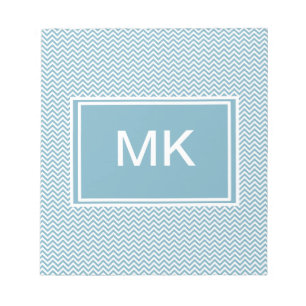 Bloc-note Chevron bleu avec Monogramme