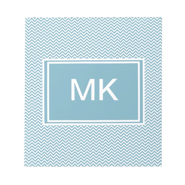 Bloc-note Chevron bleu avec Monogramme (Devant)