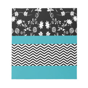 Bloc-note chevron floral bleu