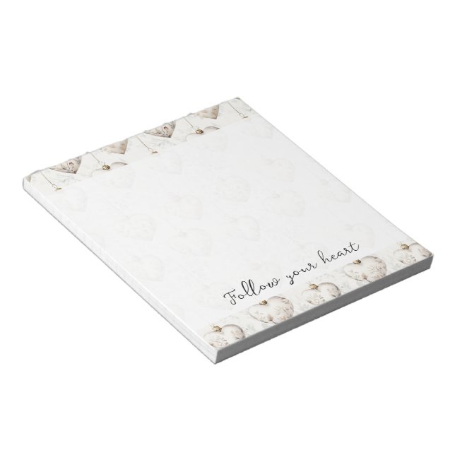 Bloc-note Chic Cream Grey Hearts Ornaments   (Incliné)