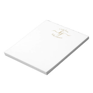 Bloc-note Chic Girly Gold Blanc 2 Monogramme initial