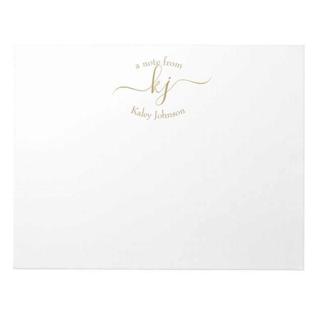 Bloc-note Chic Girly Gold Blanc 2 Monogramme initial (Devant)