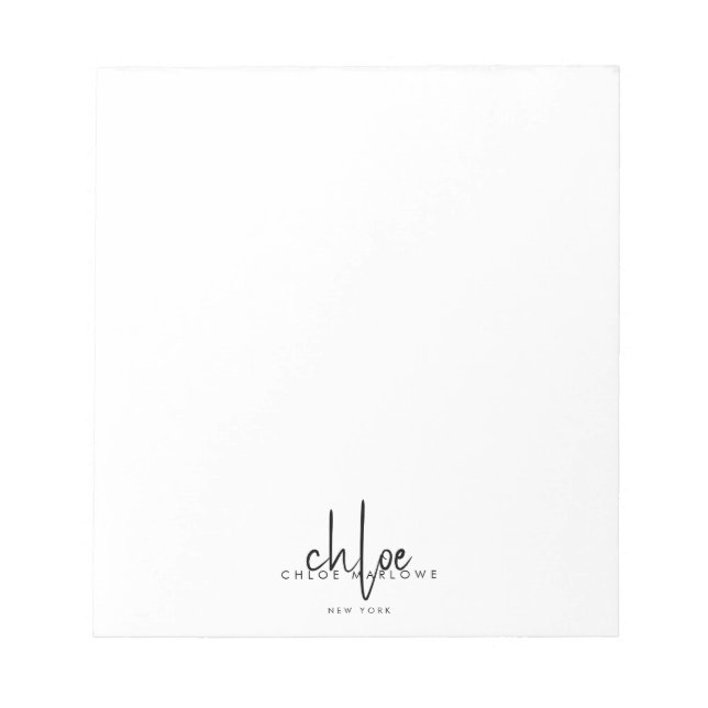Bloc-note Chic Hair Stylist Minimalist Monogram  (Devant)