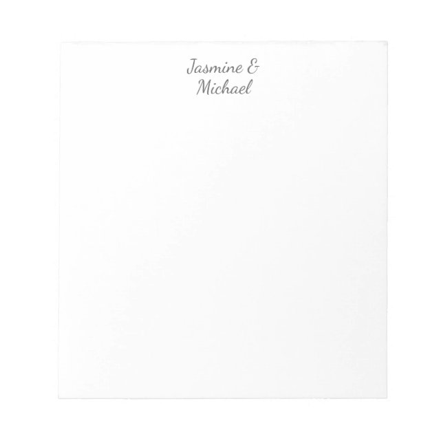 Bloc-note Chic Lovely Calligraphie Couple Noms Mariage (Devant)
