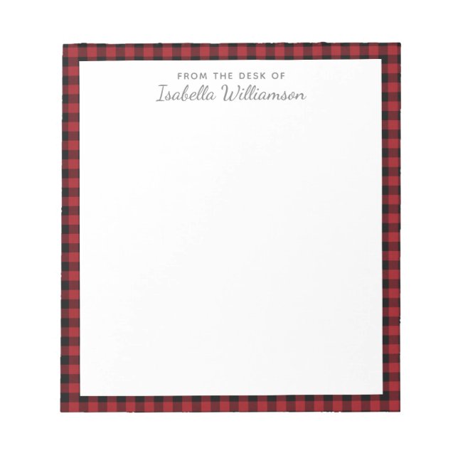 Bloc-note Chic moderne Black Red Buffalo Check Plaid (Devant)