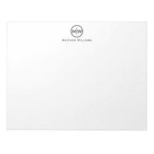 Bloc-note Chic moderne élégant Cercle noir Monogramme initia