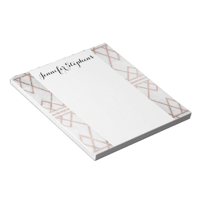 Bloc-note Chic moderne Faux Rose Gold Triangles géométriques (Incliné)