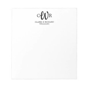Bloc-note Chic Moderne M. Mme Couple Monogramme Script Initi