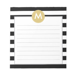 Bloc-note Chic noir rayures monogramme Pad