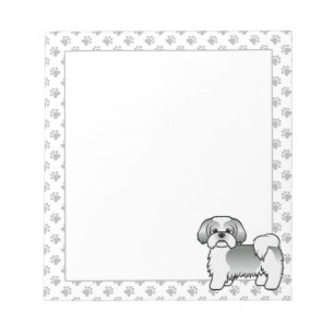 Bloc-note Chien Caricature Tzu, Blanc Et Argent