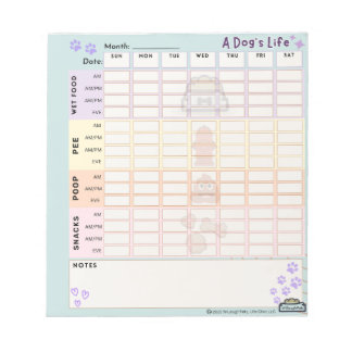 Bloc-note Chien Daily Tracker Notepad 40 pages Sunday Starte